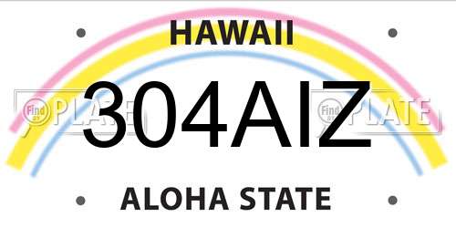 304AIZ Hawaii License Plate
