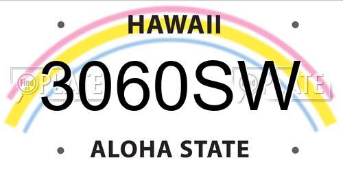 3060SW Hawaii License Plate