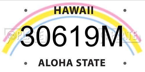 30619M Hawaii License Plate