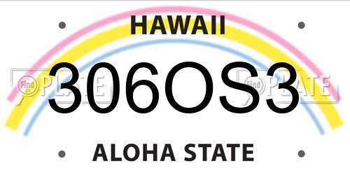 306OS3 Hawaii License Plate