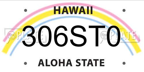 306ST0 Hawaii License Plate