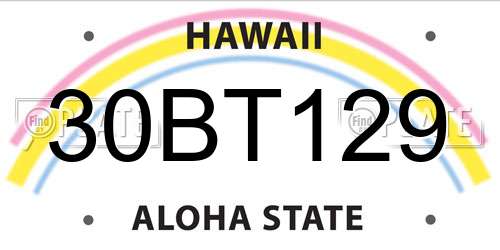 30BT129 Hawaii License Plate