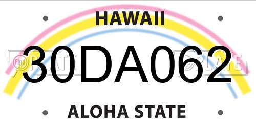 30DA062 Hawaii License Plate