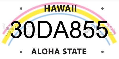 30DA855 Hawaii License Plate