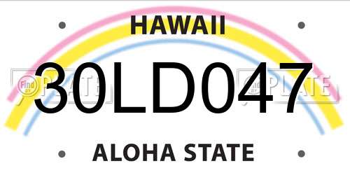30LD047 Hawaii License Plate
