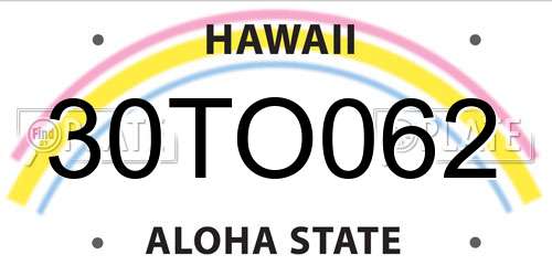 30TO062 Hawaii License Plate