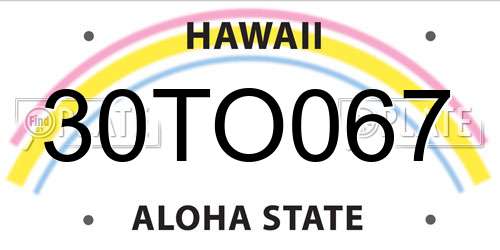 30TO067 Hawaii License Plate
