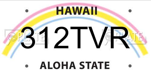 312TVR Hawaii License Plate