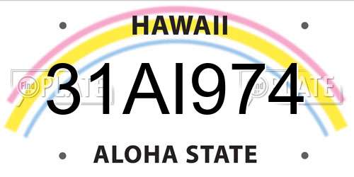 31AI974 Hawaii License Plate