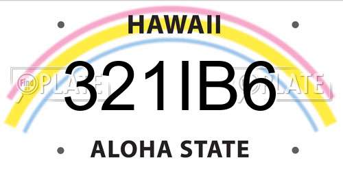 321IB6 Hawaii License Plate