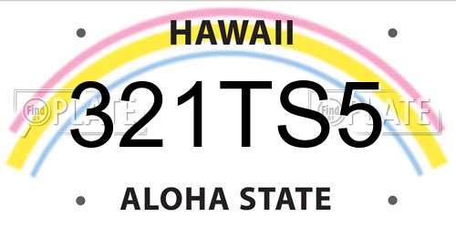 321TS5 Hawaii License Plate