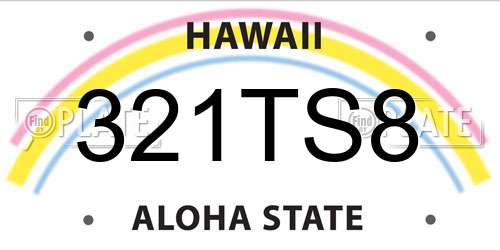 321TS8 Hawaii License Plate