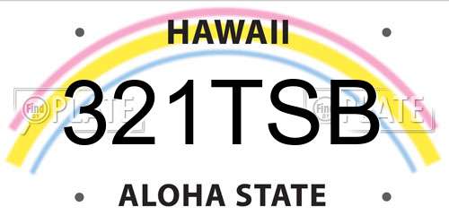 321TSB Hawaii License Plate