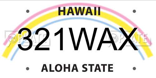 321WAX Hawaii License Plate