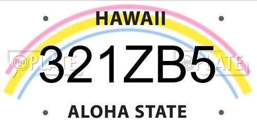 321ZB5 Hawaii License Plate