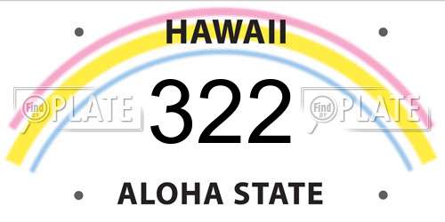 322 Hawaii License Plate