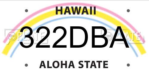 322DBA Hawaii License Plate