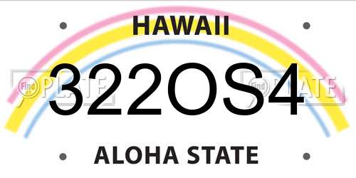 322OS4 Hawaii License Plate