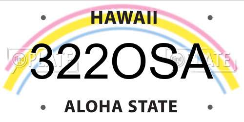 322OSA Hawaii License Plate