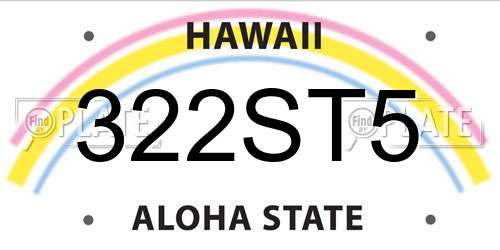 322ST5 Hawaii License Plate