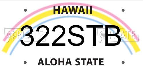 322STB Hawaii License Plate