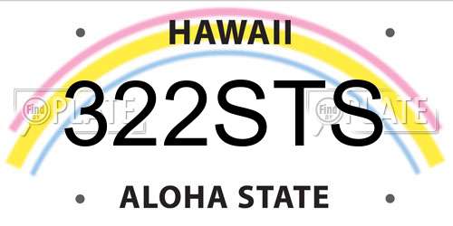 322STS Hawaii License Plate