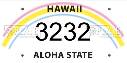 3232 Hawaii License Plate