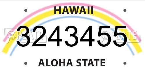 3243455 Hawaii License Plate