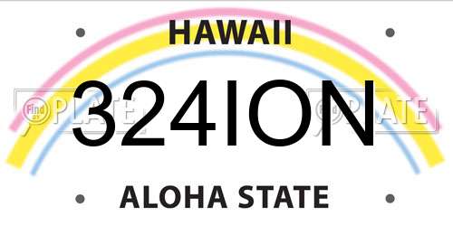 324ION Hawaii License Plate