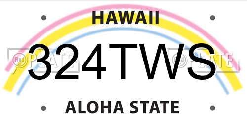 324TWS Hawaii License Plate