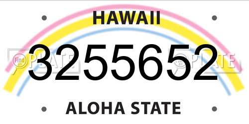 3255652 Hawaii License Plate