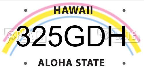 325GDH Hawaii License Plate