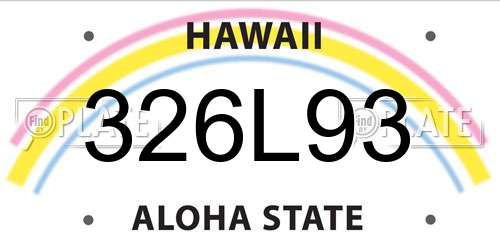 326L93 Hawaii License Plate