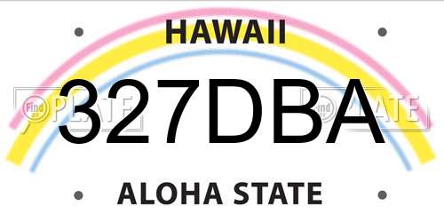 327DBA Hawaii License Plate