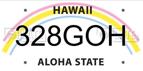 328GOH Hawaii License Plate