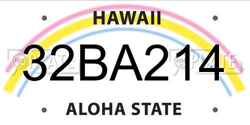 32BA214 Hawaii License Plate