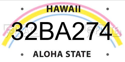 32BA274 Hawaii License Plate