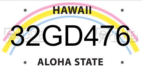 32GD476 Hawaii License Plate