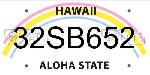 32SB652 Hawaii License Plate