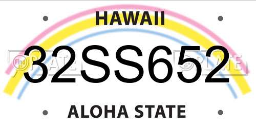 32SS652 Hawaii License Plate