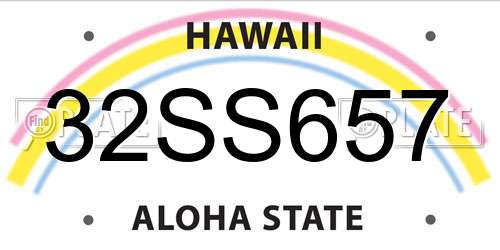 32SS657 Hawaii License Plate