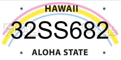 32SS682 Hawaii License Plate