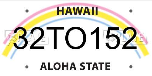 32TO152 Hawaii License Plate