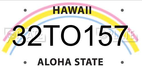 32TO157 Hawaii License Plate