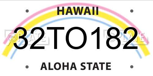 32TO182 Hawaii License Plate