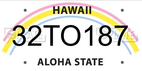 32TO187 Hawaii License Plate