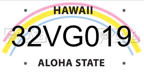 32VG019 Hawaii License Plate