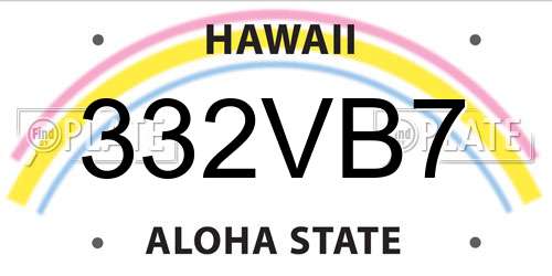 332VB7 Hawaii License Plate