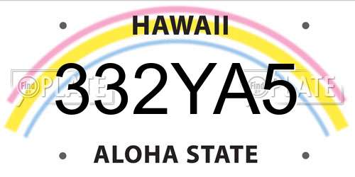 332YA5 Hawaii License Plate