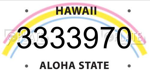3333970 Hawaii License Plate
